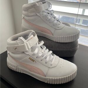 Puma White and Pink High-Top Sneakers